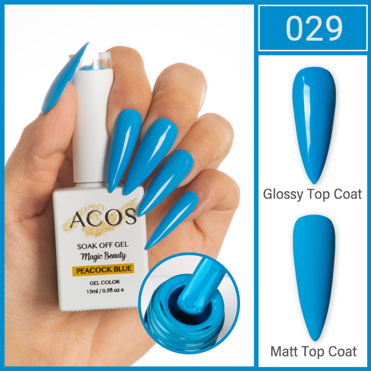 ACOS Magic Beauty Gel Polish Colour Light Peacock Blue (029)
