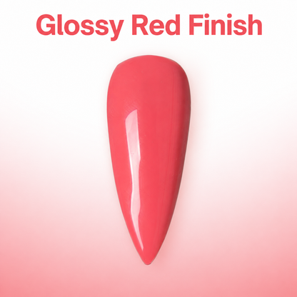 ACOS Little Pepper Red 055 gel polish on a glossy artificial nail swatch