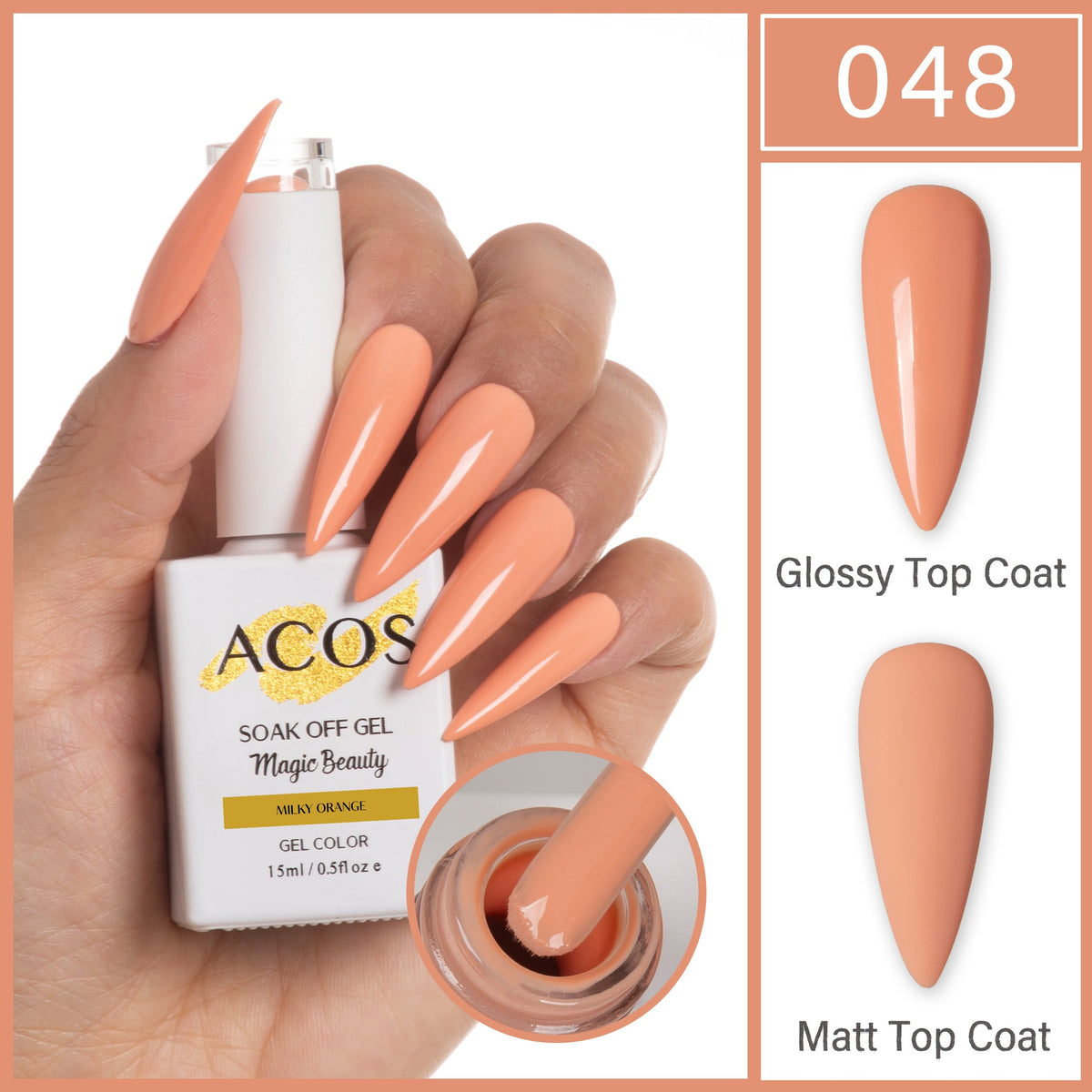 ACOS Magic Beauty Milky Orange 048 gel polish 15ml bottle