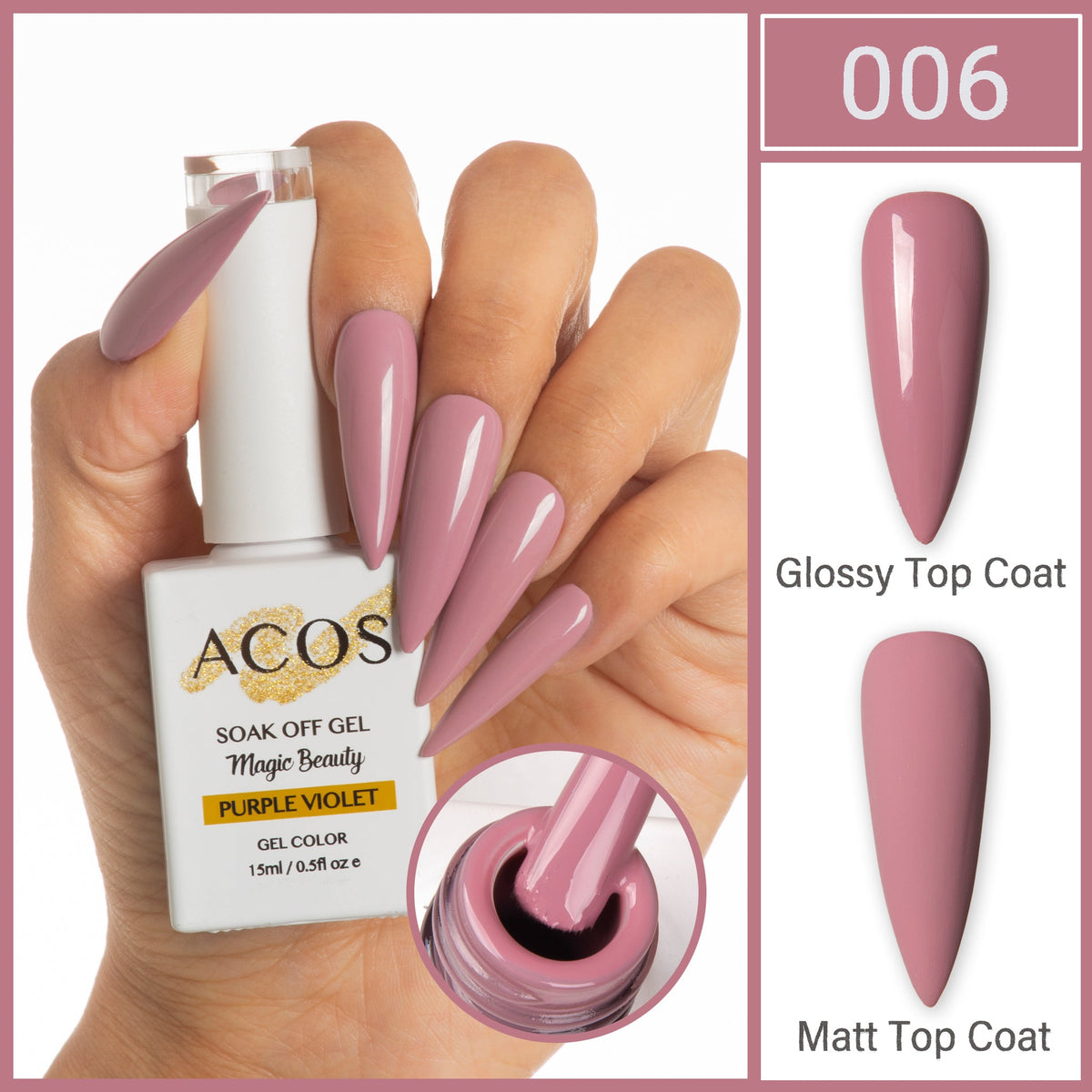 ACOS Magic Beauty Gel Polish Colour Purple Violet (006)