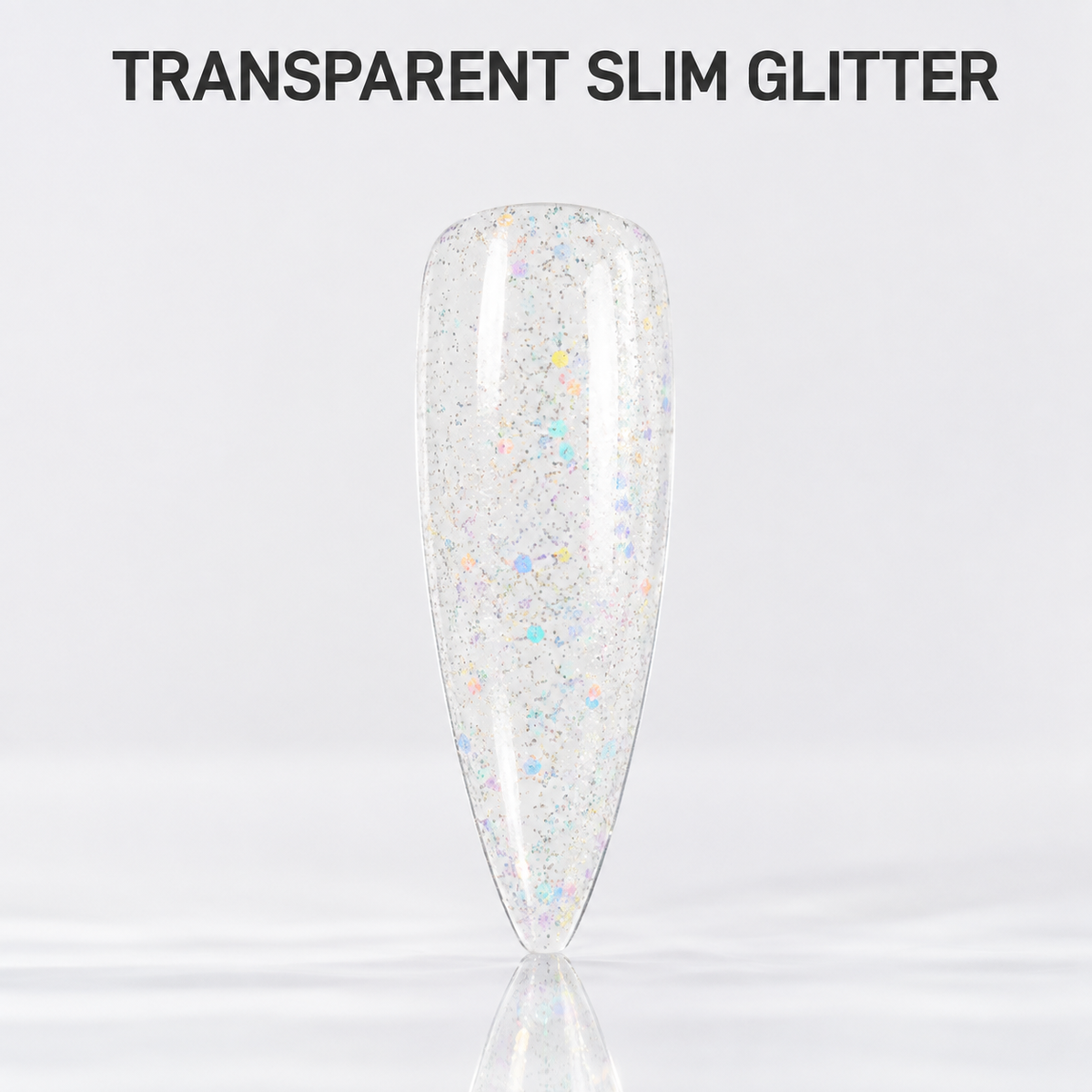 ACOS Slim Glitter 085 transparent multicolour glitter gel polish swatch