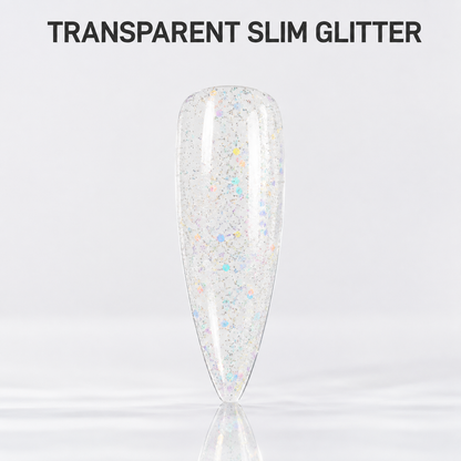 ACOS Slim Glitter 085 transparent multicolour glitter gel polish swatch
