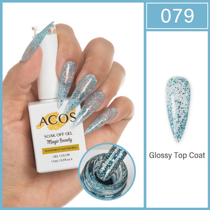 ACOS Magic Beauty Gel Polish Colour TRANSPARENT GLITTER BLUE (079)