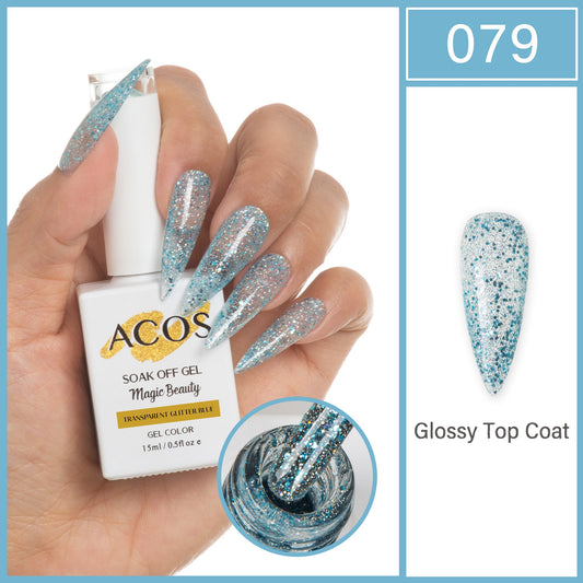 ACOS Magic Beauty Gel Polish Colour TRANSPARENT GLITTER BLUE (079)