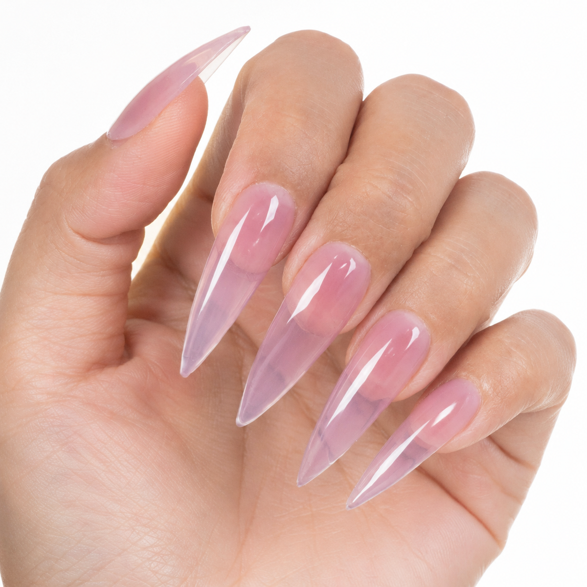 Finished glossy manicure in ACOS Transparent Purple 075 gel polish