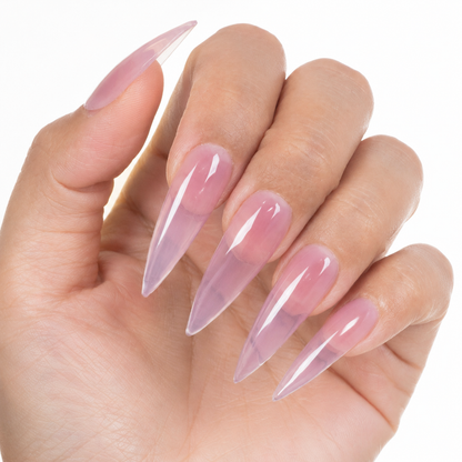 Finished glossy manicure in ACOS Transparent Purple 075 gel polish