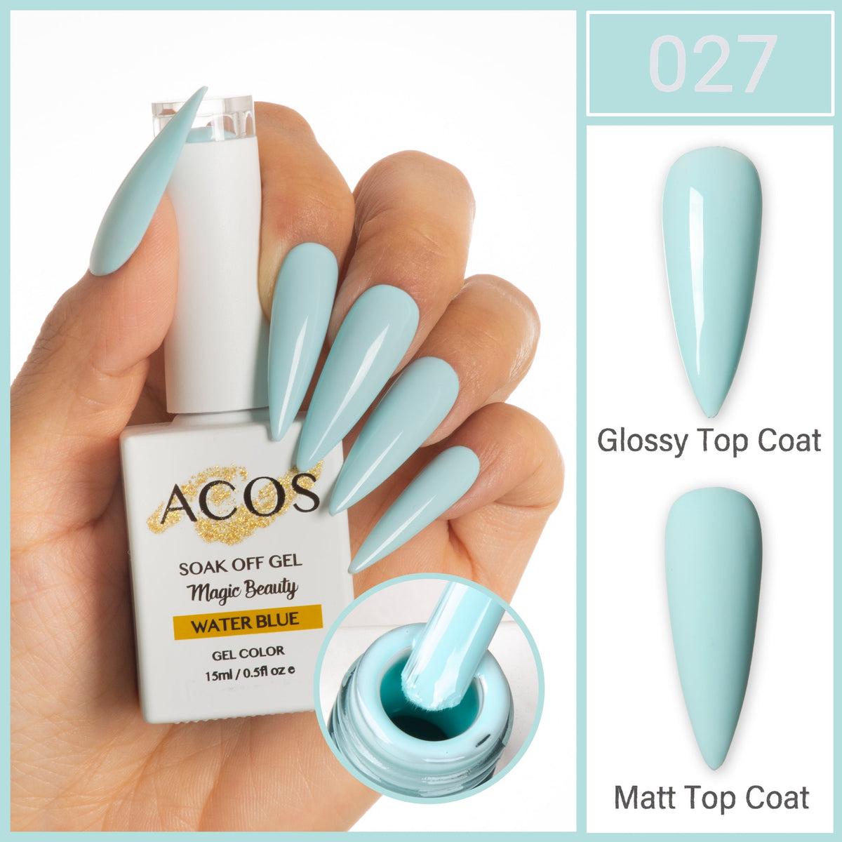ACOS Magic Beauty Gel Polish Colour Water Blue (027)