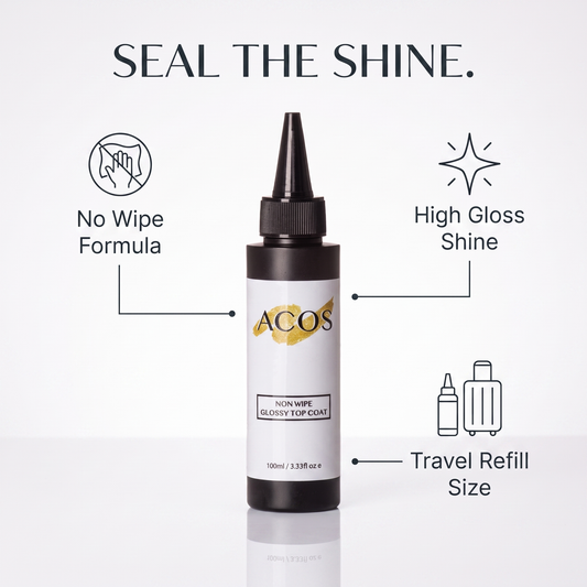 ACOS Non-Wipe Glossy Gel Top Coat Refill 100ml feature graphic