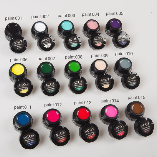 ACOS Paint Gel 5ml numbered colour range from paint001 to paint015