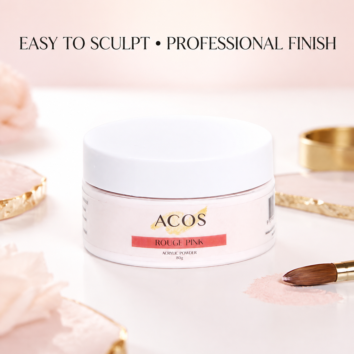 ACOS Rouge Pink Acrylic Powder 80g easy-to-sculpt professional nail powder