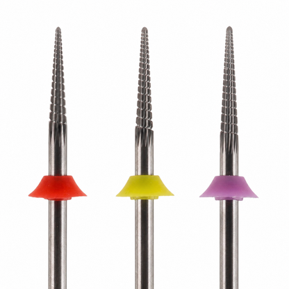 Close-up of ACOS Fine, Extra Fine and Extra Extra Fine conical bit teeth