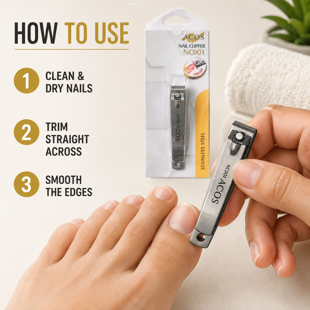 How to trim nails straight across with ACOS NC001 straight-edge nail clipper