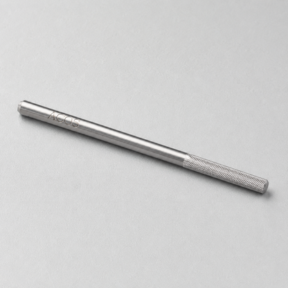 Close detail of ACOS Bit013 silver 2.3mm R-cut buffer bit with 3/32-inch shank