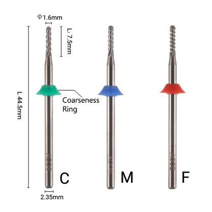 ACOS upgrade round nail drill bits with green, blue and red grit rings