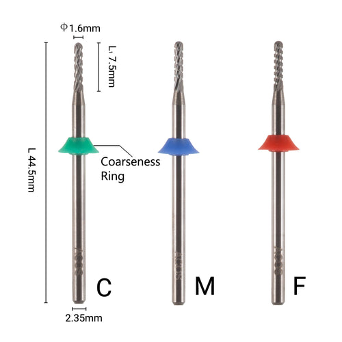 ACOS upgrade round nail drill bits with green, blue and red grit rings