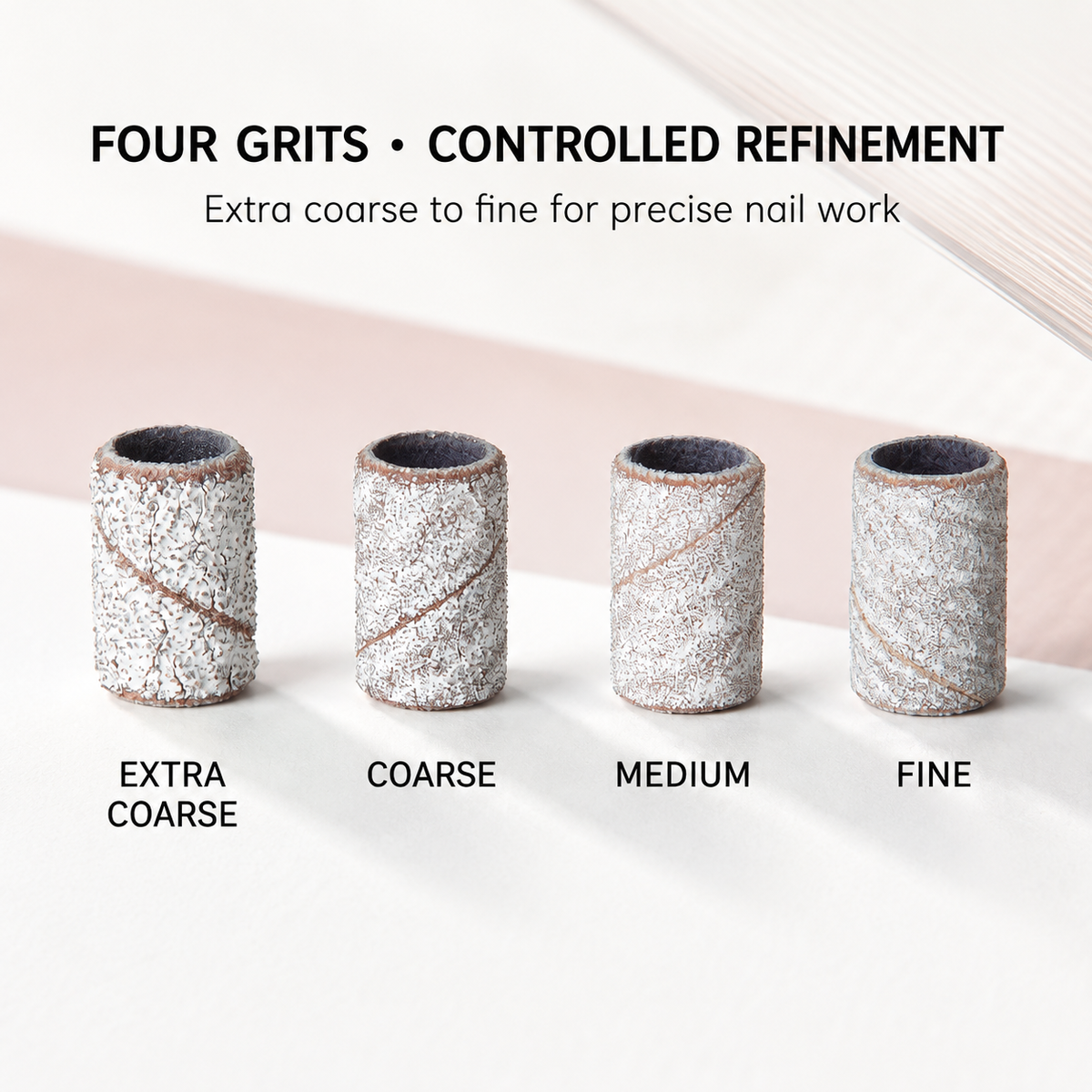 ACOS Zebra White Sanding Bands – four grits for controlled nail refinement