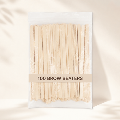 AMR Brow Beaters 100 pack benefit graphic with authentic clear pouch