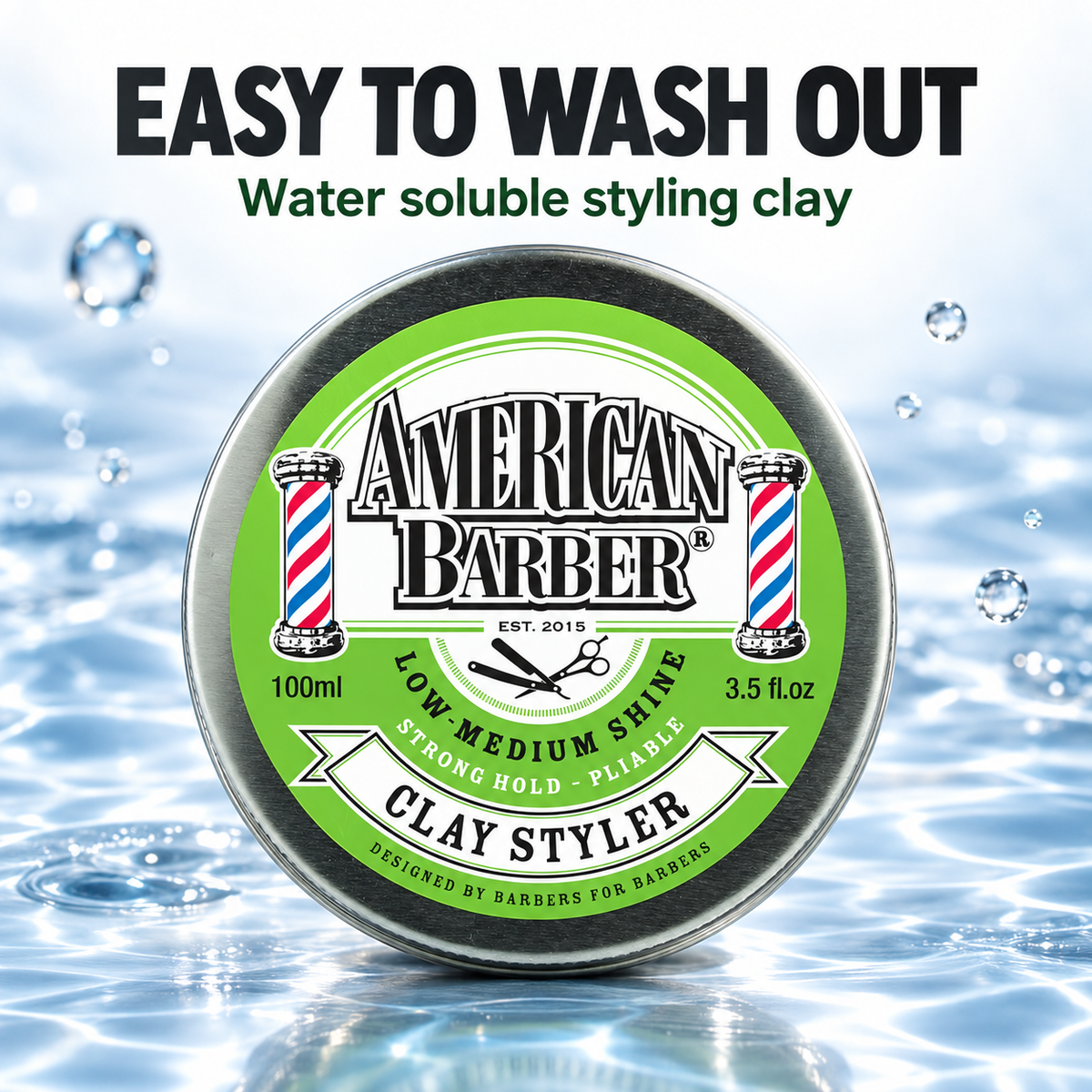 American Barber Clay Styler 100ml - Water soluble and easy to wash out