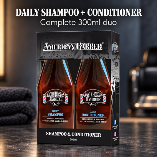 American Barber Daily Shampoo and Conditioner 300ml Duo benefit 1