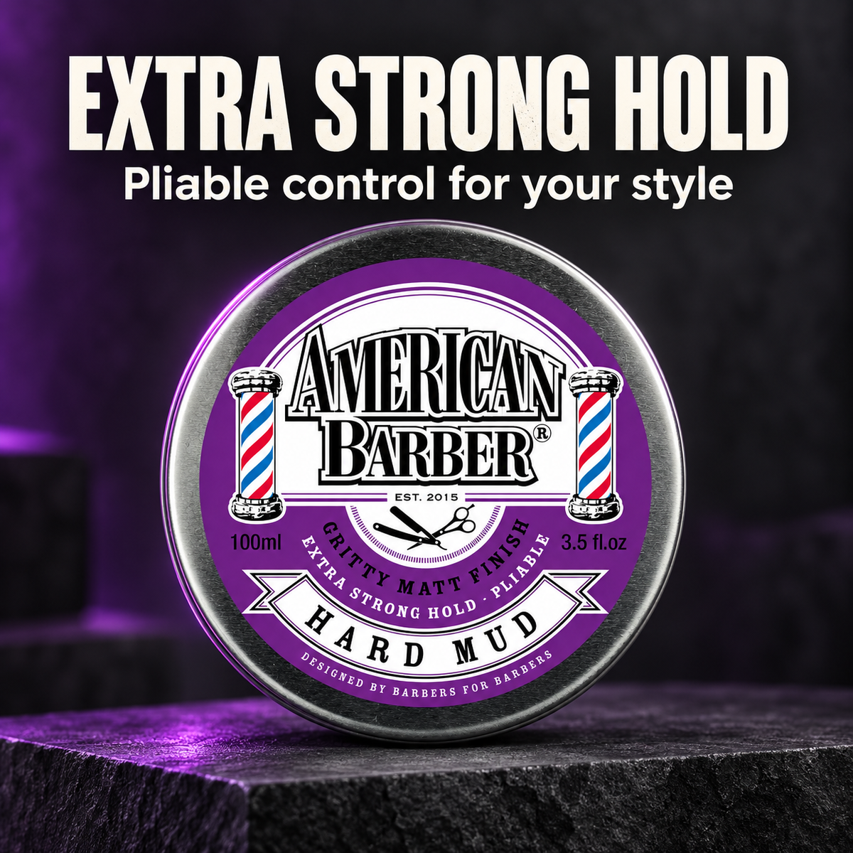 American Barber Hard Mud 100ml — extra strong hold with pliable styling control