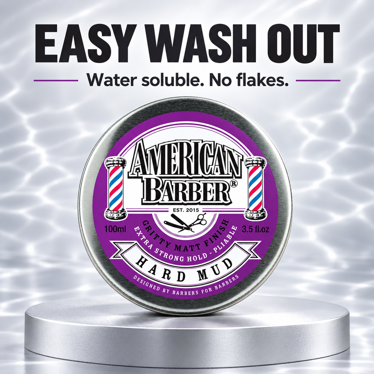 American Barber Hard Mud 100ml — easy wash out, water soluble and no flakes