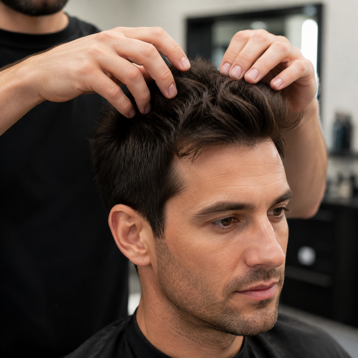 Stylist working Boost Powder through dry hair at the roots