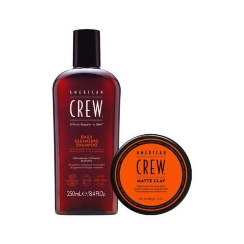 American Crew Matte Clay 85g and Daily Cleansing Shampoo 250ml duo