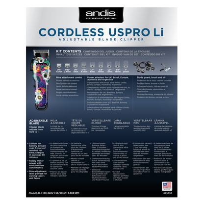 Andis Cordless US Pro Li Clipper Sugar Skull Design - MV hair and beauty