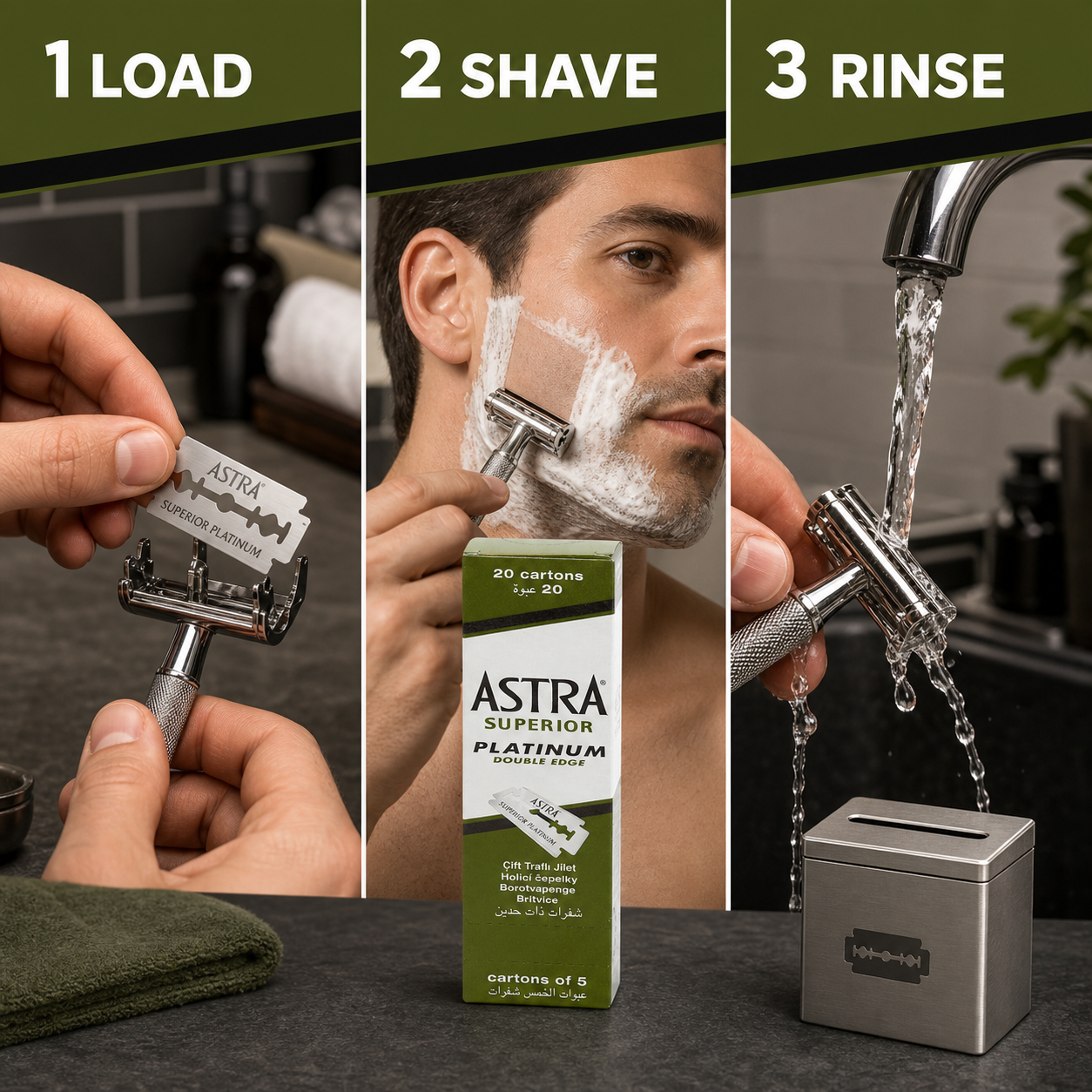 How to load, shave and rinse with Astra Superior Platinum double-edge blades