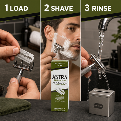 How to load, shave and rinse with Astra Superior Platinum double-edge blades