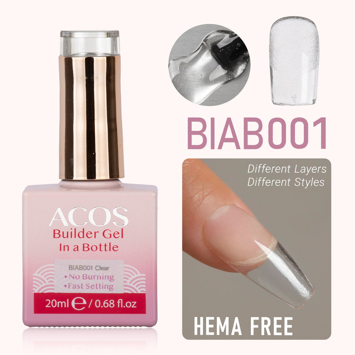 ACOS Hema Free Clear Color Builder Gel In A Bottle (20ml)