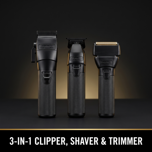 BaBylissPRO FXONE BlackFX Trio Kit - 3-in-1 clipper, shaver and trimmer