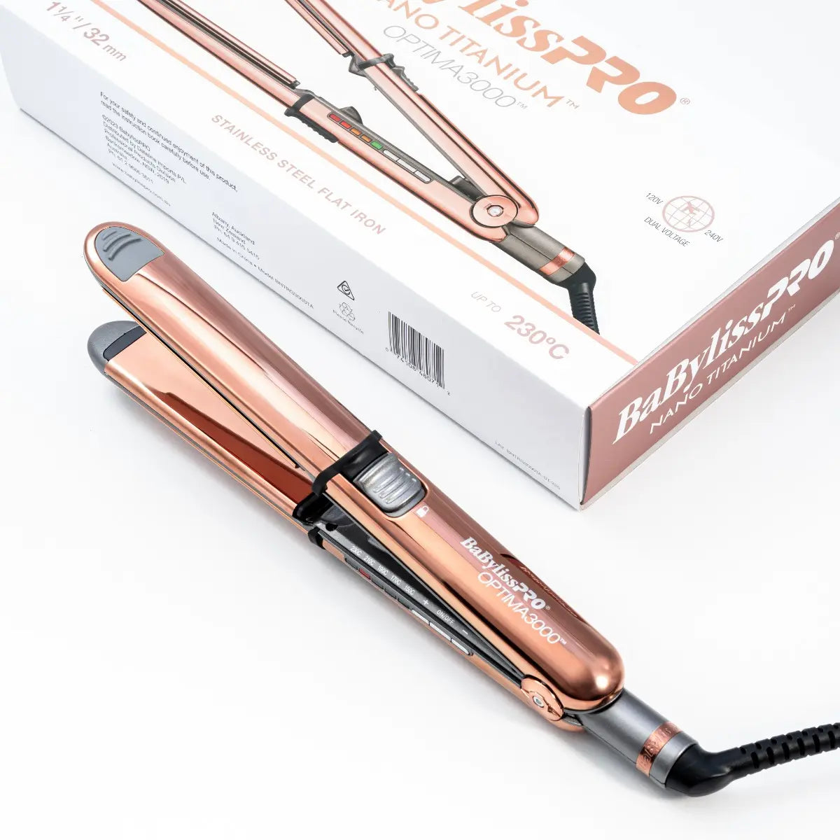 BaBylissPRO Nano Titanium Optima 3000 Stainless Steel Flat Iron/ Straightener 32mm #2 - MV hair and beauty
