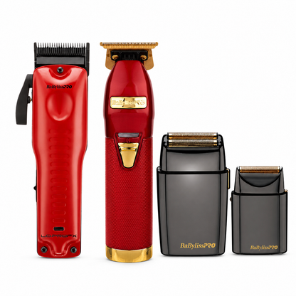 BaBylissPRO RedFX Clipper Trimmer and Shaver Trio Bundle on white background