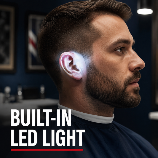 Barbasol ear and nose trimmer built-in LED light benefit graphic