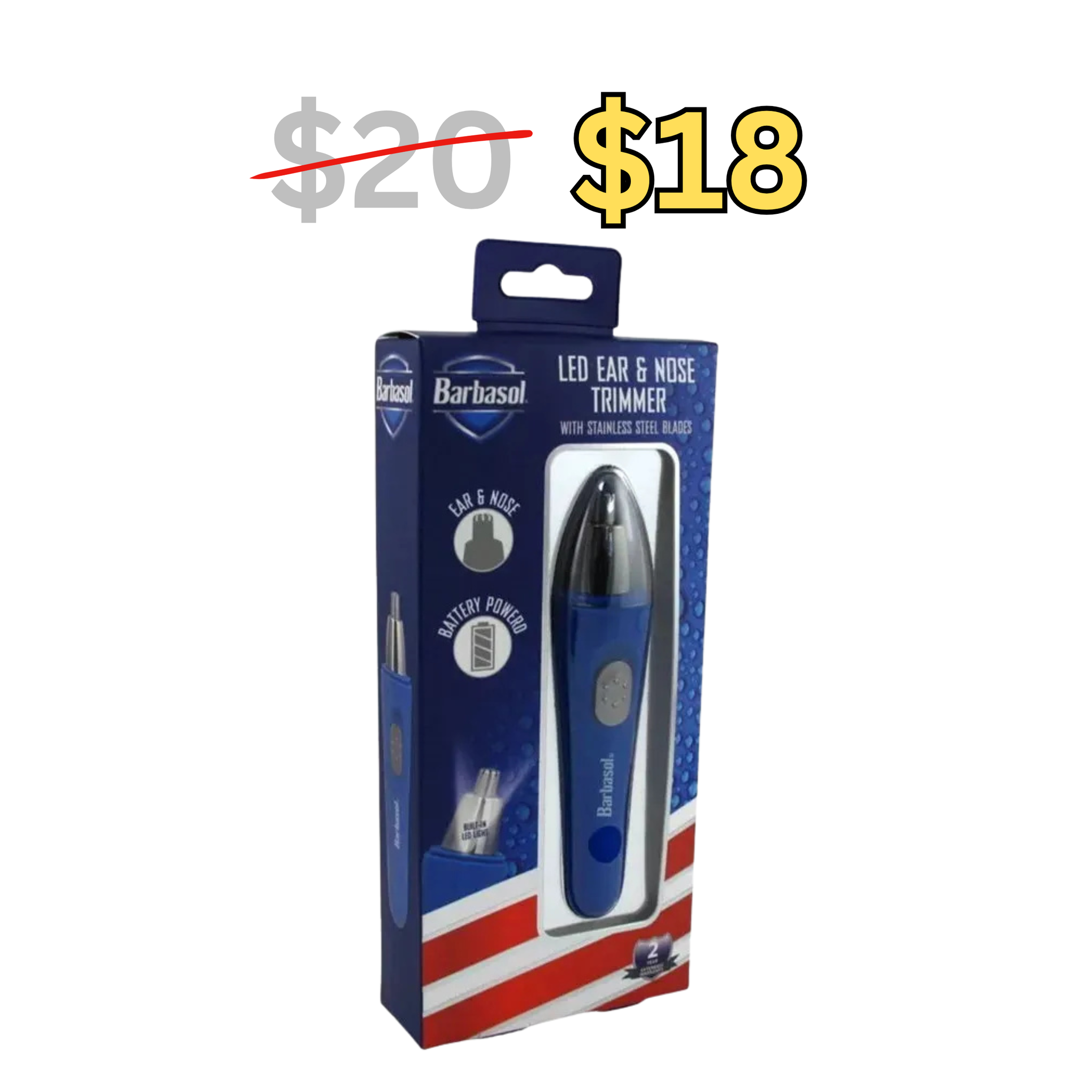 Barbasol Trimmer Ear & Nose Led Light Battery Powered - MV hair and beauty