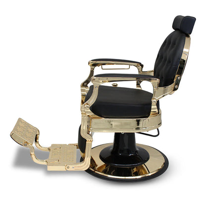 SALON & CO Sebastion Barber Chair Black & Gold - MV hair and beauty