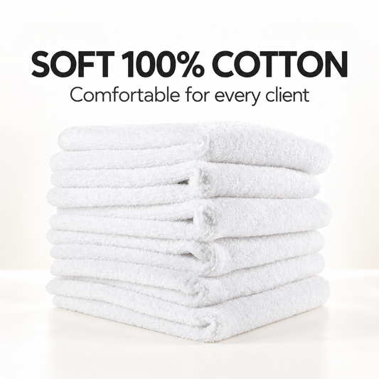 Barber Cotton Towel White 10pk – Soft 100% Cotton