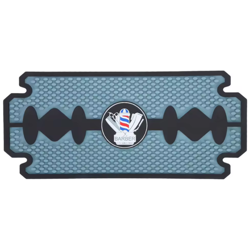 Barber Mat Blue Razor Blade Design