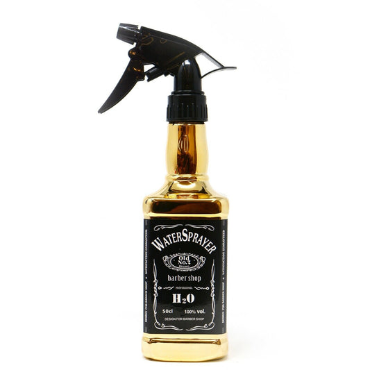 Gold 500ml barber water spray bottle with black trigger nozzle