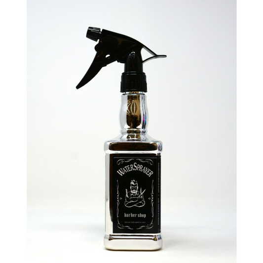 Silver 500ml barber water spray bottle with black trigger nozzle