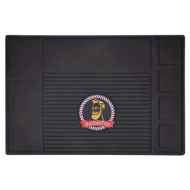 BarberTop four-slot magnetic barber mat in black