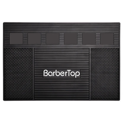 BarberTop black magnetic barber tool mat with ribbed and sectioned surface
