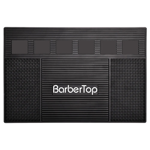 BarberTop black magnetic barber tool mat with ribbed and sectioned surface