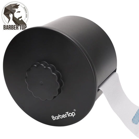 BarberTop black neck-strip dispenser box on a white background
