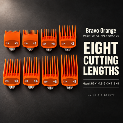 Bravo Orange Premium Clipper Guards — EIGHT CUTTING LENGTHS