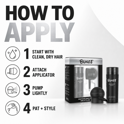 How to apply Bunee Hair Building Fibers with the spray applicator