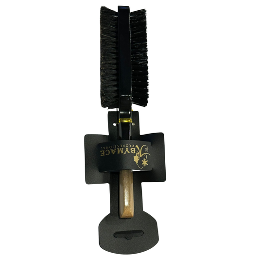 Bymace double-sided hair and beard brush in retail display packaging