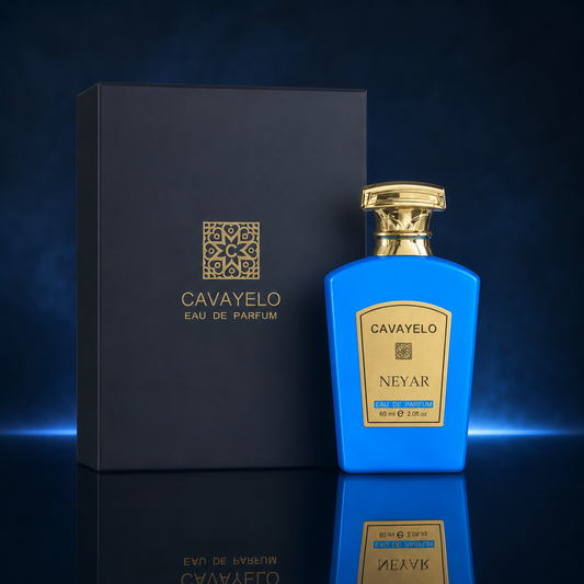 CAVAYELO Neyar 60ml blue Eau de Parfum bottle with presentation box