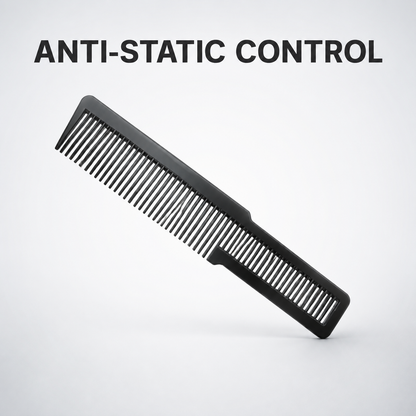 Black carbon hair comb benefit graphic with Anti-Static Control text